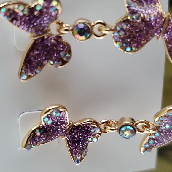 Betsey Johnson Purple Butterfly earrings - Picture 3 of 4